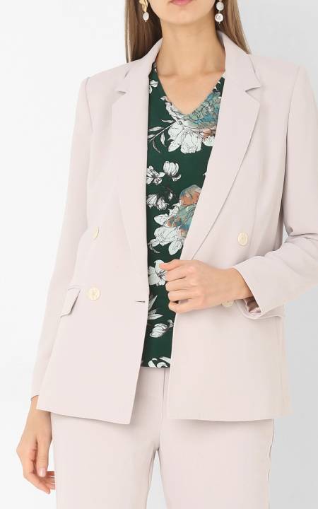Mango Ivory Double-Breasted Blazer